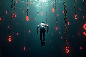 Financial burden concept drowning in, a Background Photo by Artonix