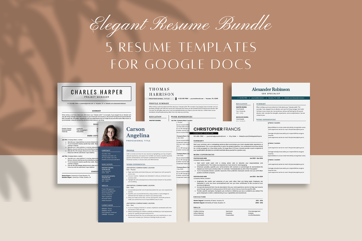 Resume Template Bundle Google Docs, a Resume Template by bonadigitals (Photo 1 of 14)