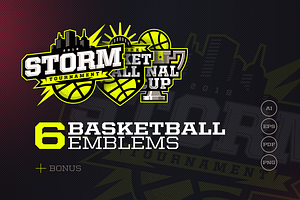 6 Basketball Emblems + Bonus