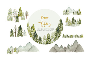 Winter Mountain Pine Trees Frame