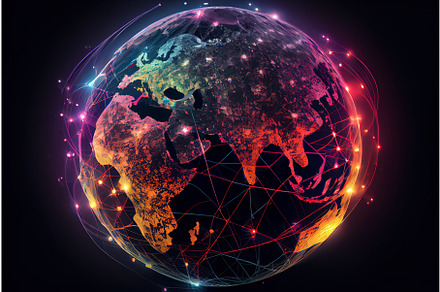 globe in light points, an Illustration by Neirfy