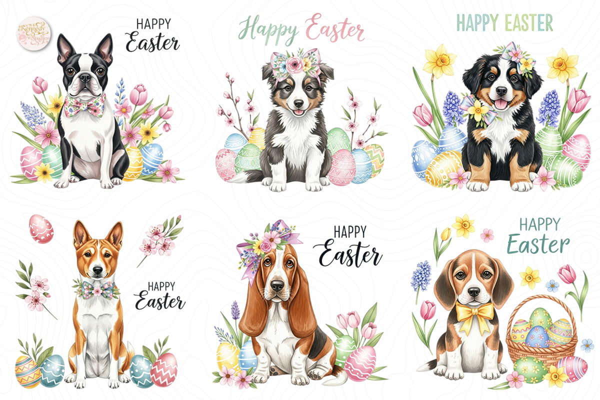 Happy Easter Dog PNG Clipart Cute., an Animal Illustration by KennedyStudio (Photo 3 of 5)