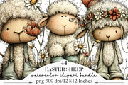 Whimsical Easter Sheep Clipart, an Illustration by Designking (Thumbnail 1 of 5)