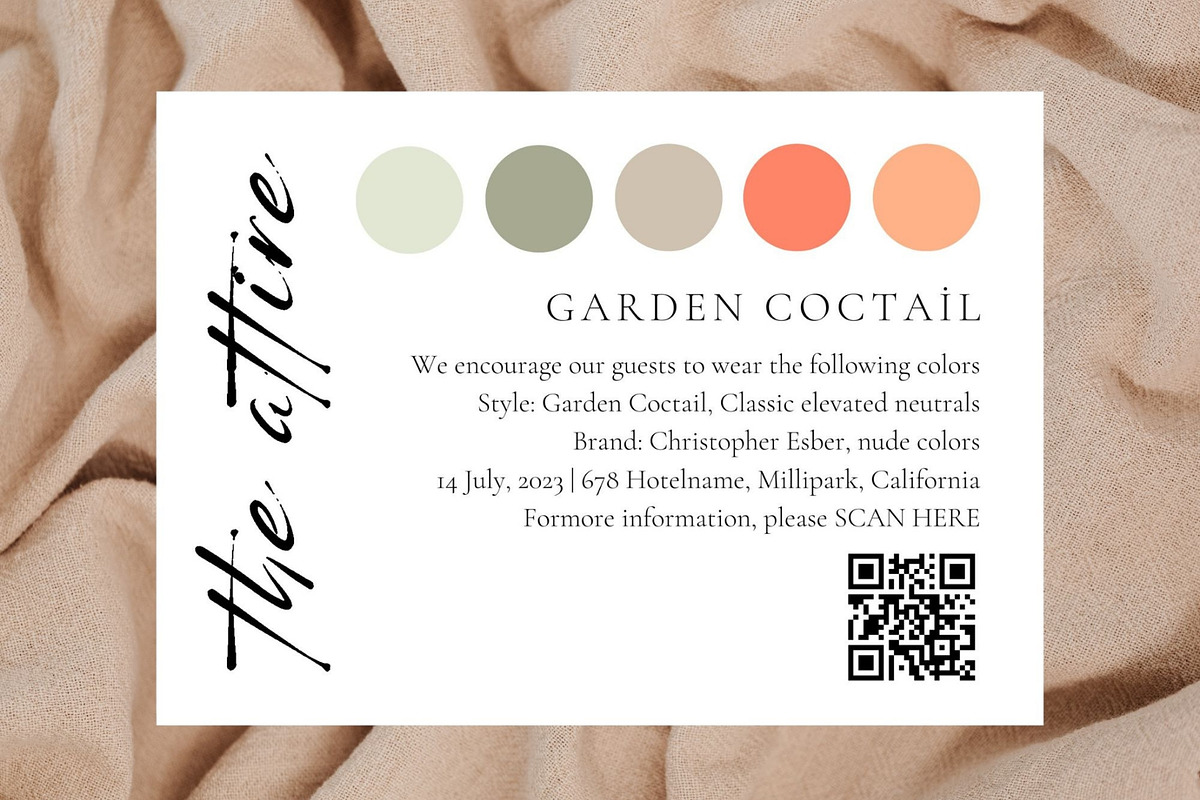 Wedding party QR attire card, a Card Template by EvaTemplates (Photo 5 of 6)