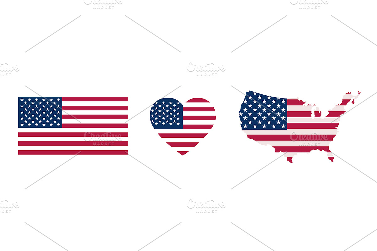 Vector American symbols, an Object Illustration by Elen_Art