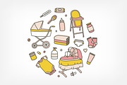 Newborn baby care products, tools, a Healthcare Illustration by Good Studio (Thumbnail 5 of 11)