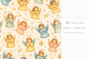 Seamless Angel Christmas Pattern, an Illustration by Pati Charm Studio (Thumbnail 5 of 7)