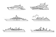 Vector Line set of Ships and Boats, a Transportation Illustration by Tettygreen (Thumbnail 3 of 3)
