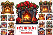 Cozy Fireplace Christmas Clipart, an Illustration by RobertsArt (Thumbnail 1 of 7)