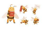 Cute bee, childish cartoon set, an Animal Illustration by Good Studio (Thumbnail 3 of 6)