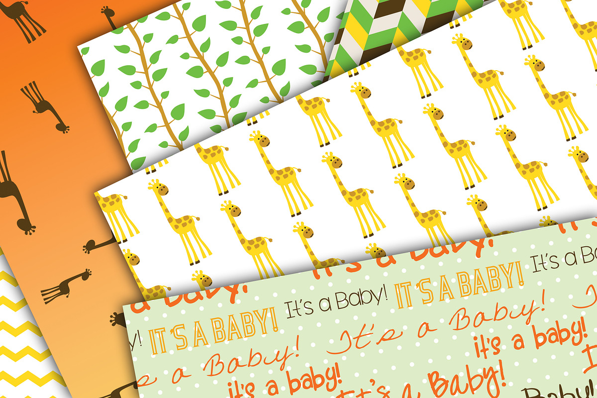 Baby Digital Paper- Neutral Giraffe, a Background Graphic by Foxy Digital Paper (Photo 2 of 2)