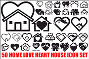 50 Home Love Heart House Icon Set Bu, an Illustration by Gaye Art (Thumbnail 1 of 51)
