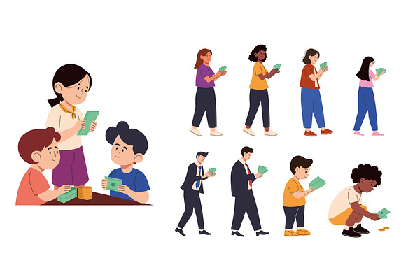 People with Money Illustration Set preview 2