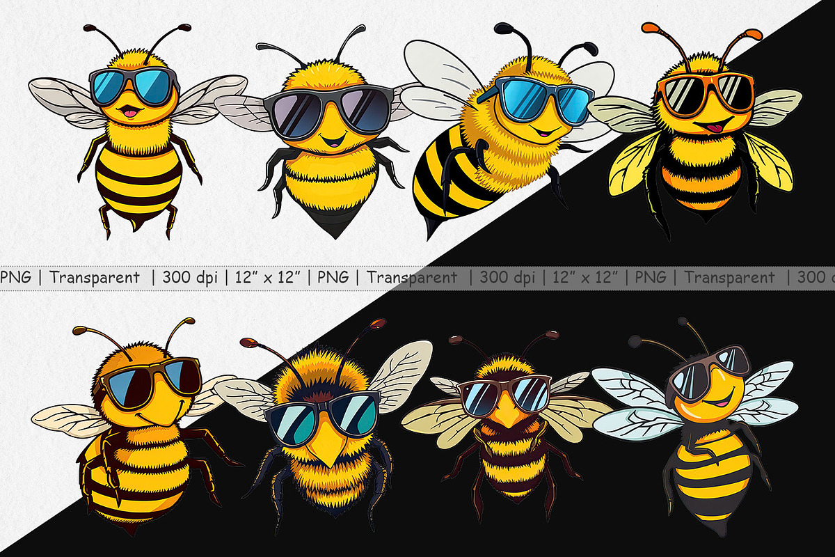 Cool Bee Clipart, a Graphic by Artnoy (Photo 2 of 5)