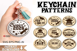 Senior 2026 Keychain SVG Bundle, a Graphic by EllaMaiyaali
