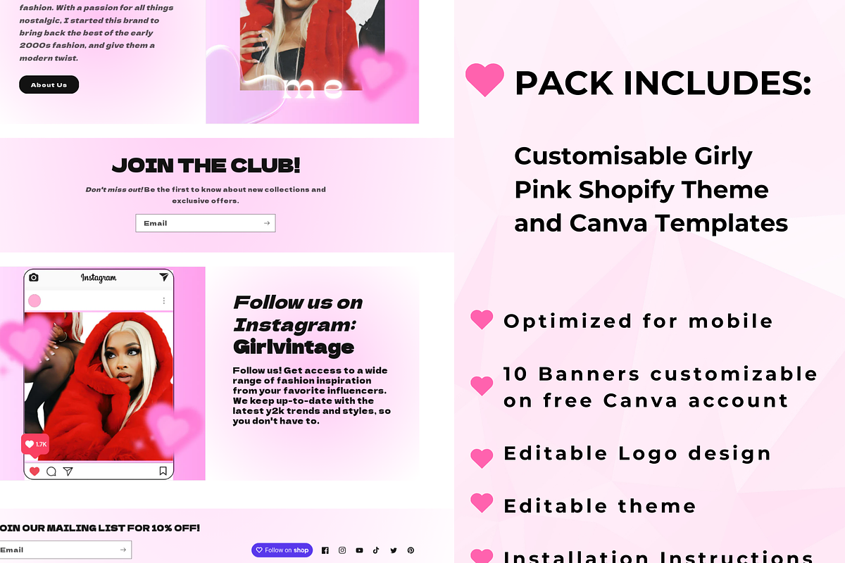 Girly Pink Heart Shopify Theme, a Shopify Template by PLANETSEL (Photo 3 of 6)