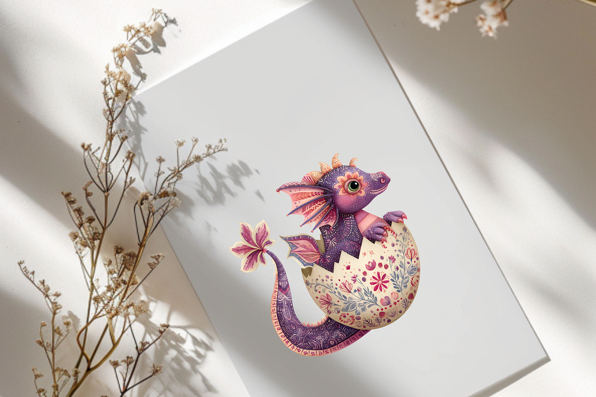 BABY DRAGON BABY SHOWER CLIPART, an Animal Illustration by Daring Digies (Photo 7 of 7)