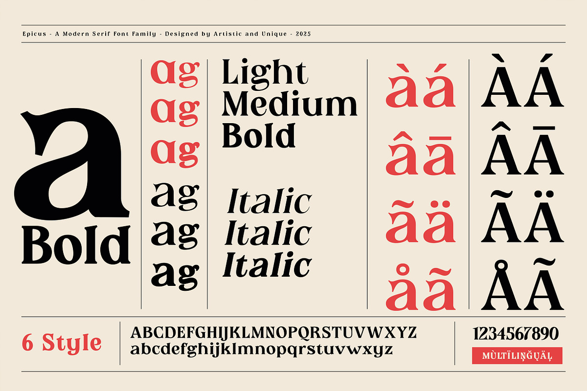Epicus - Serif font family, a Font by Artistic & Unique (Photo 3 of 14)