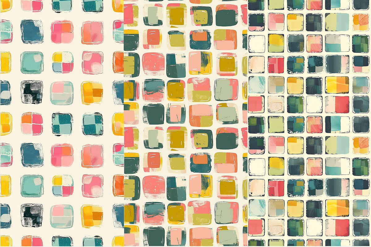 12 Color Blocks Seamless Patterns, a Pattern Graphic by Inknfolly