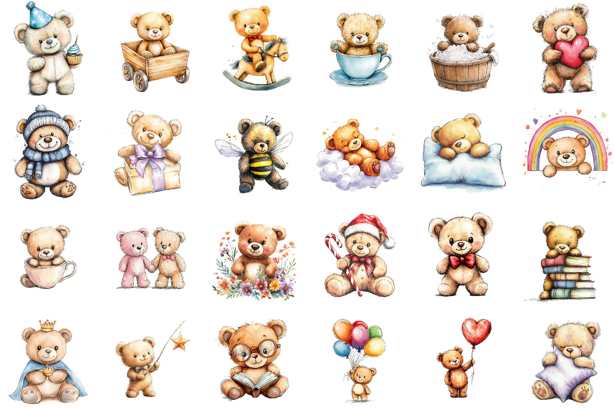Cute Teddy Bear Clipart - Teddy Bear, an Illustration by Sublimation Artist (Photo 2 of 6)