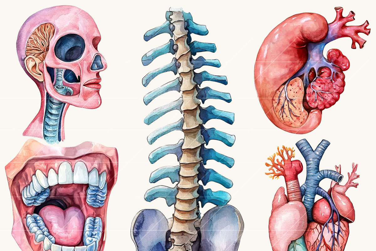 Watercolor Human Anatomy Clipart, a Person Illustration by BusyDaydesign (Photo 7 of 9)