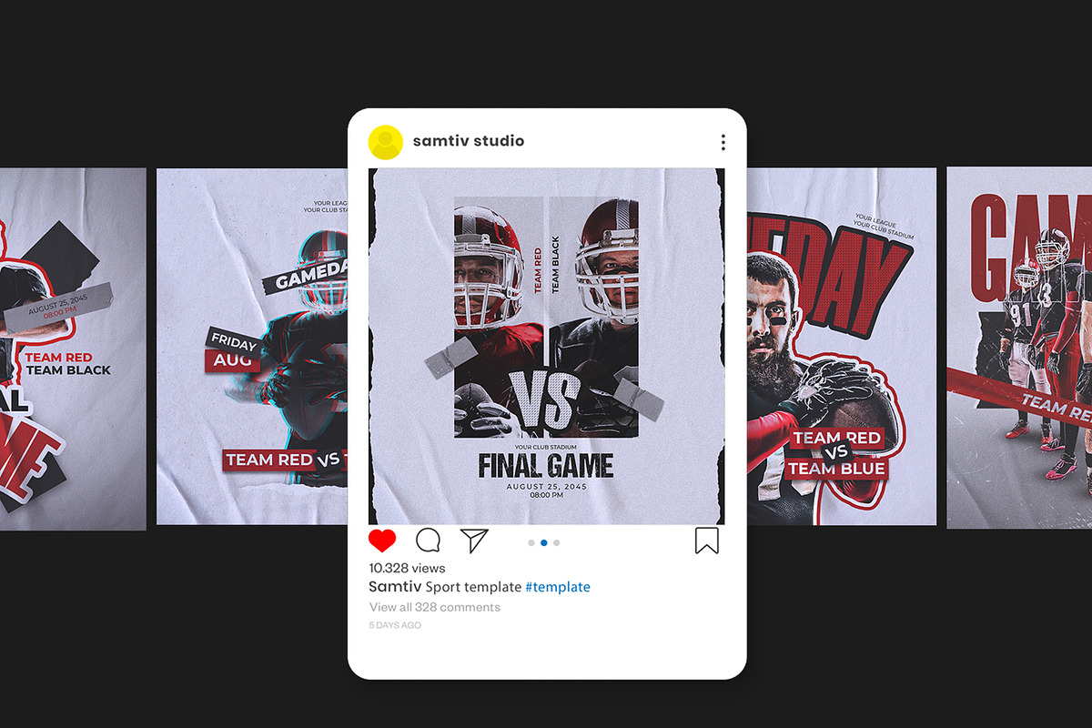 Football Sport Social Media Bundle, a Poster Template by Samtiv Studio (Photo 2 of 5)