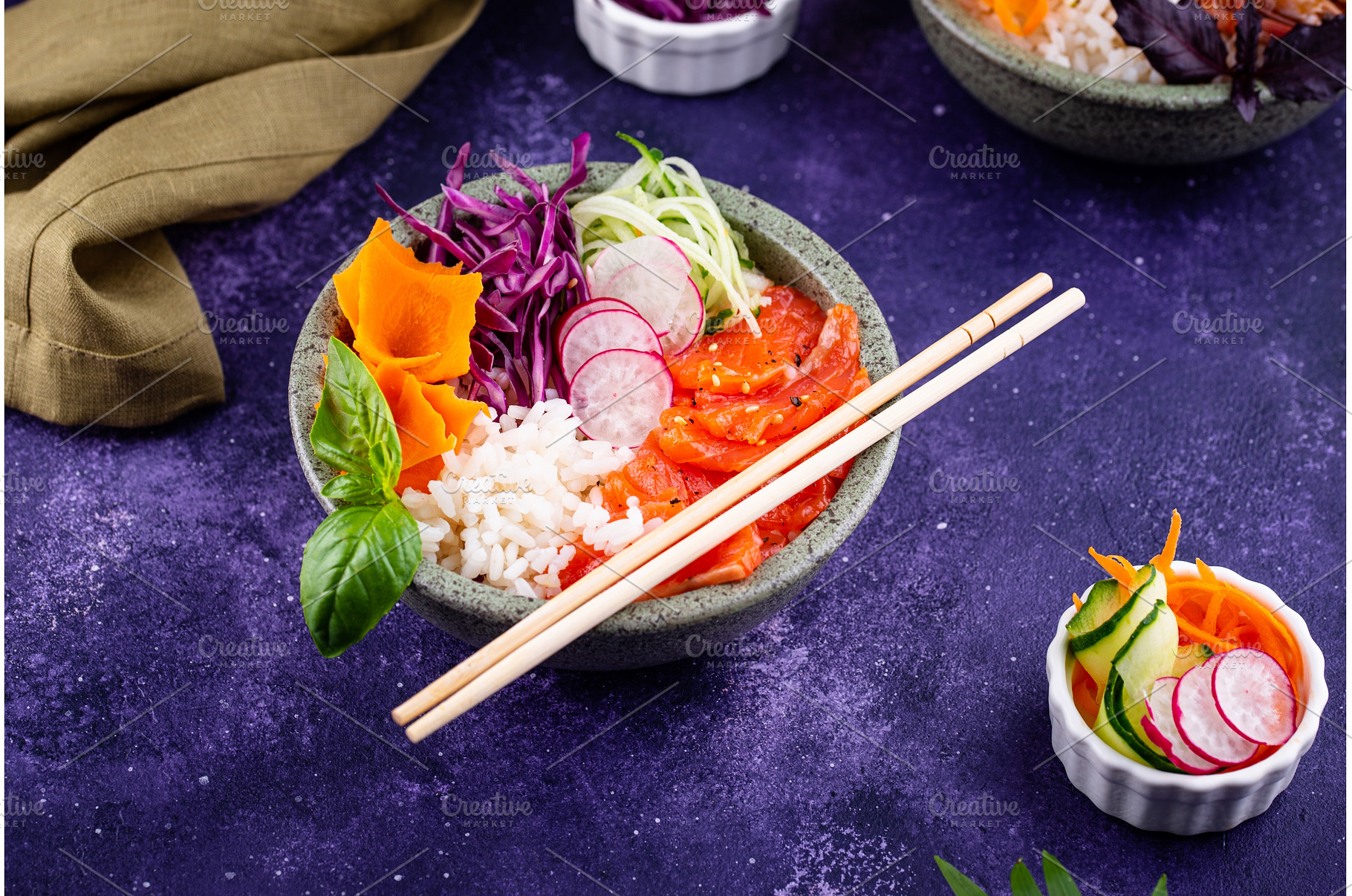 Hawaiian poke bowl with salmon and, a Food & Drink Photo by Yulia Furman
