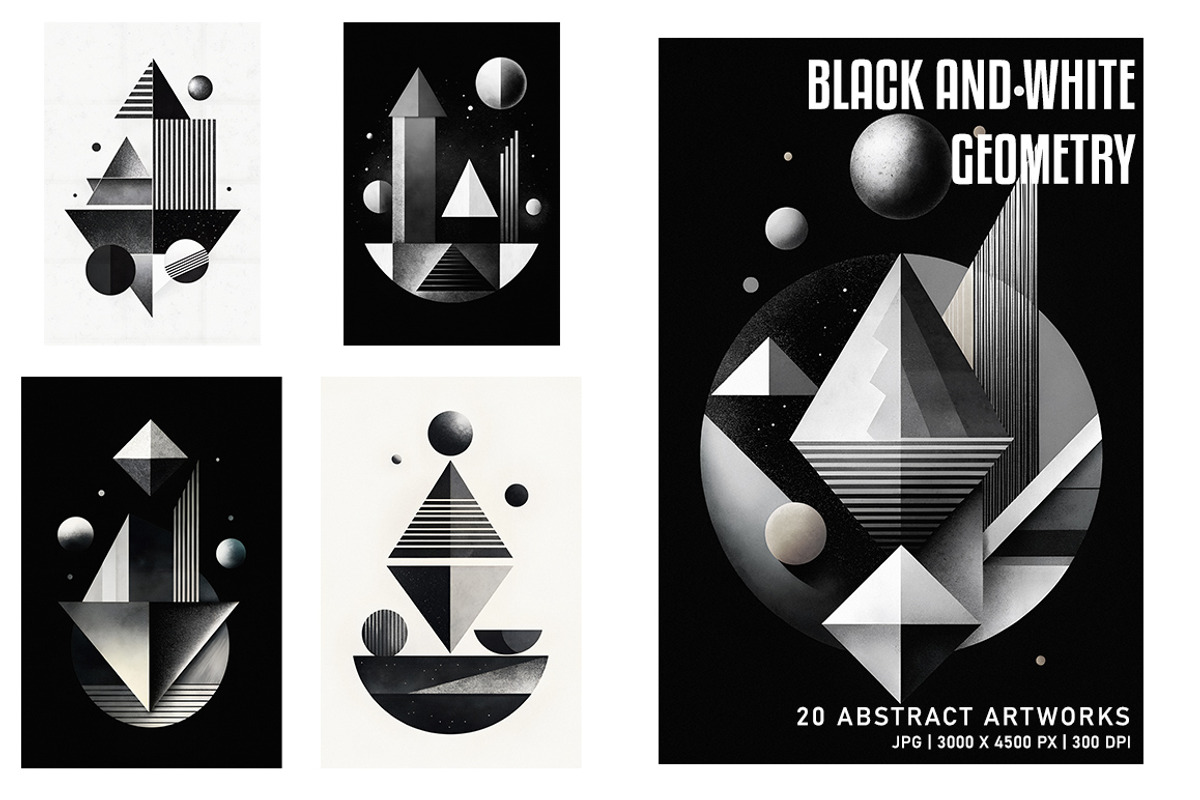 Black and White Geometry, a Decorative Illustration by Digital Art Creations (Photo 3 of 7)