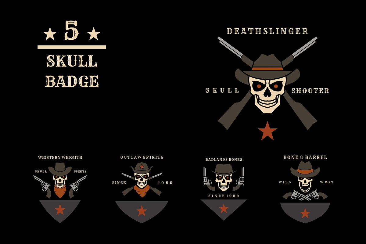 Cowboy Skull Badge Logo Set, a Branding & Logo Template by Artnivora.Std (Photo 1 of 6)