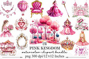 Watercolor Pink Kingdom Clipart, an Illustration by Designking (Thumbnail 1 of 5)
