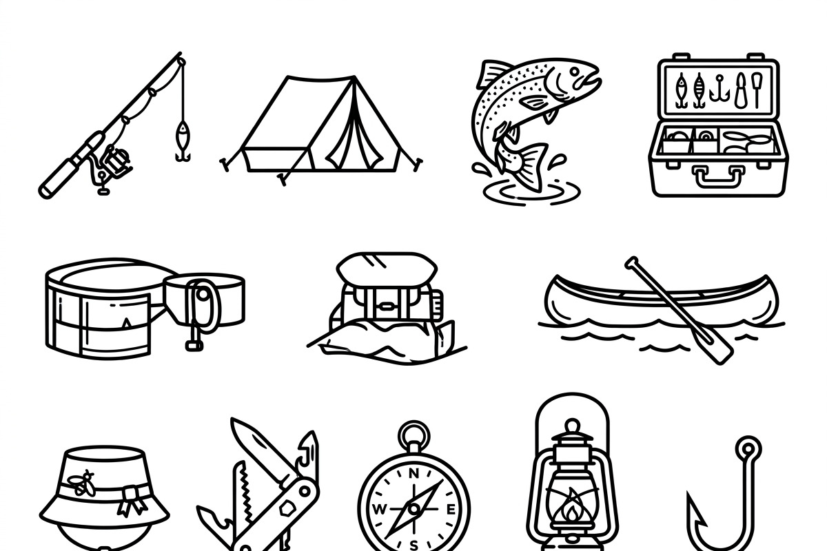 420 Fishing Adventure Vector Icons, an Outline Icon by adenpinkstore (Photo 1 of 11)