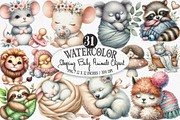 Sleeping Baby Animals, Neutral Baby, an Illustration by Designking (Thumbnail 1 of 4)