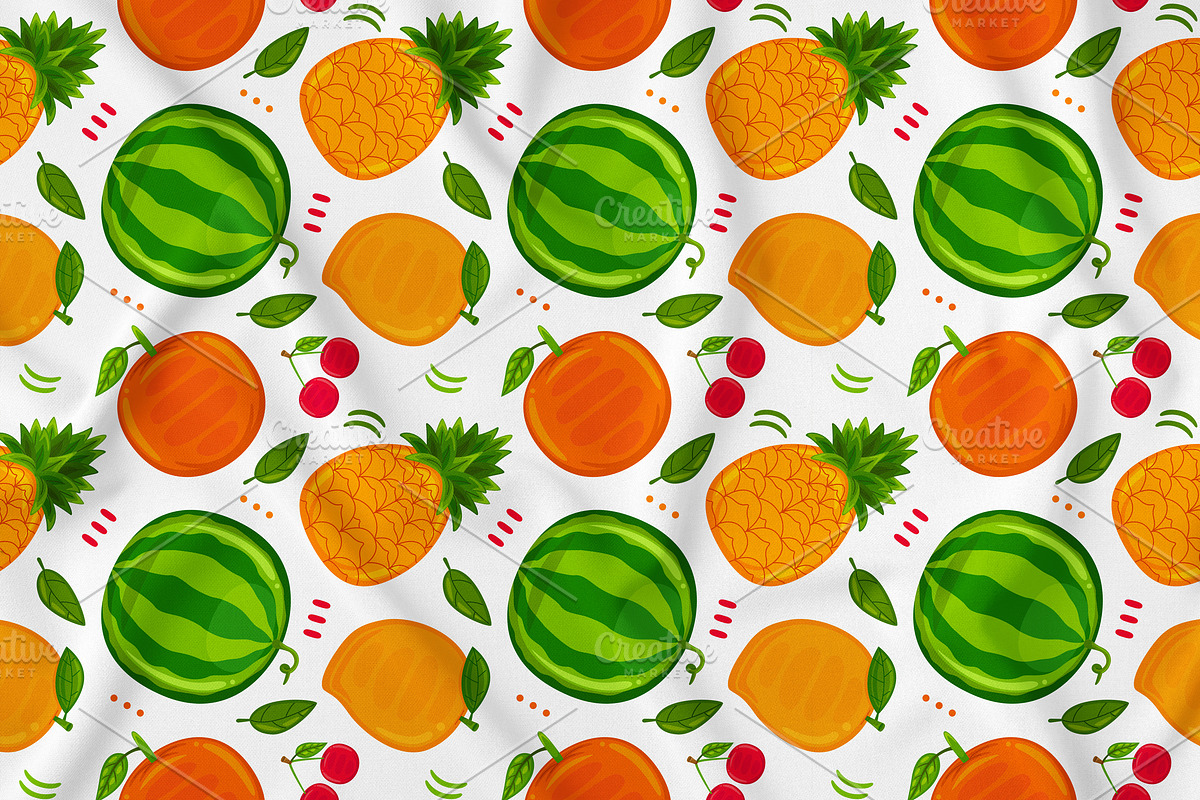 Fruits Seamless Pattern Vector #04, a Pattern Graphic by MEDZ (Photo 1 of 3)