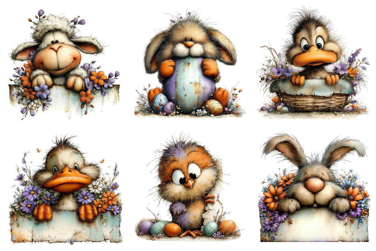 Cute Peeking Easter Animals Clipart, an Illustration by designcity5 (Photo 4 of 5)