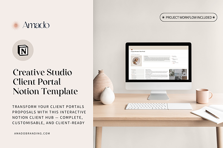 Notion Creative Studio Client Hub, a Marketing Template by Amado Brand Design Studio