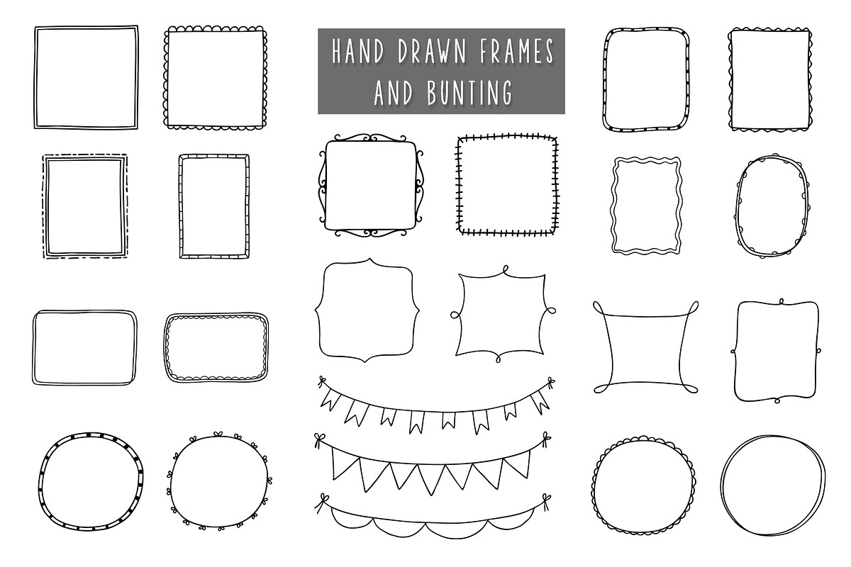 Hand-Drawn Vector frames and bunting, a Decorative Illustration by aivos (Photo 1 of 4)