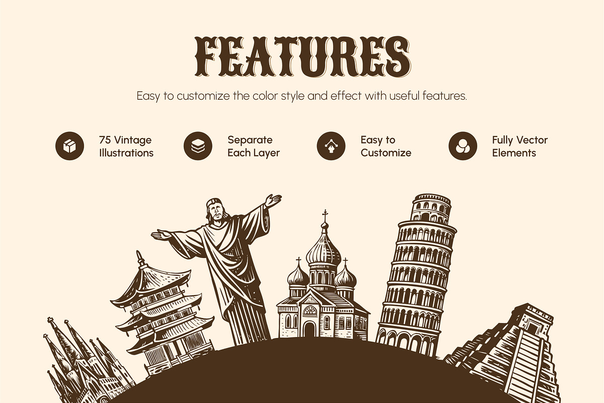 Vintage Building Illustration Set, a Decorative Illustration by Creative Stall (Photo 2 of 10)