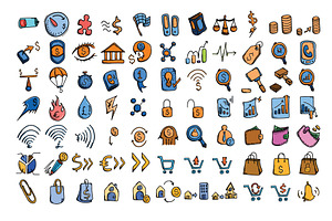 540 Business Doodle Icons Color Set