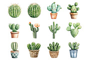 Watercolor Cactus Clipart, an Illustration by Design Market (Thumbnail 2 of 3)