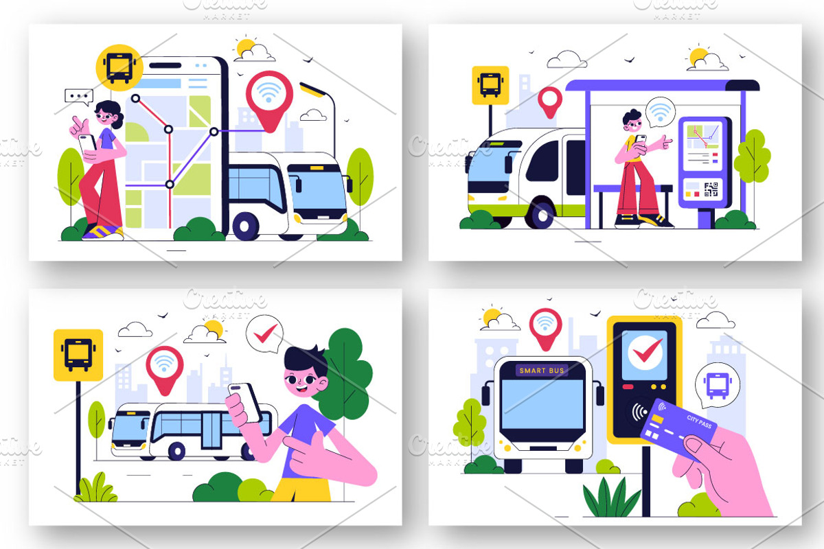 10 Smart Public Transport System, a Transportation Illustration by denayunebgt (Photo 2 of 4)