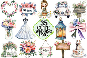 Cute Wedding Clipart, an Illustration by Pixels.Craft