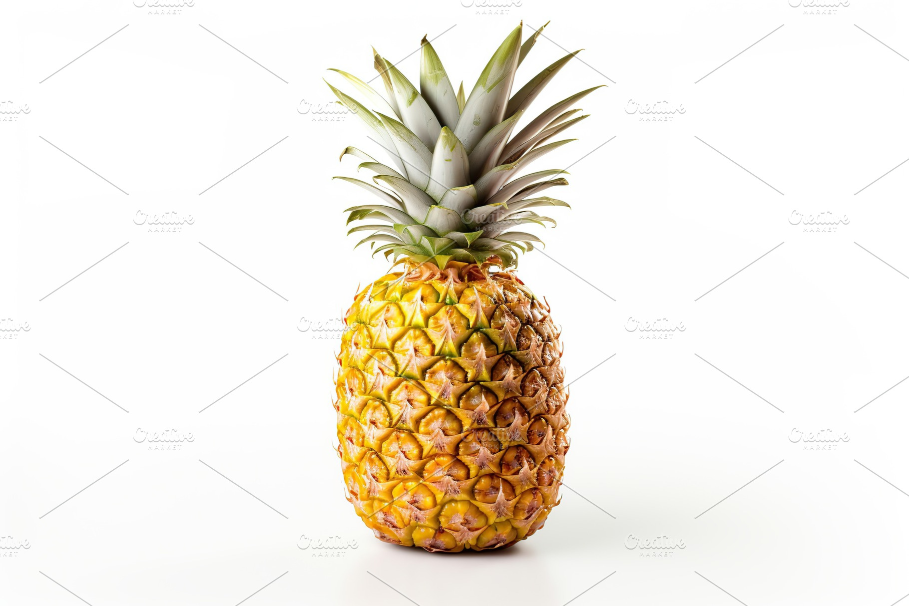 Ripe pineapple isolated on white background, a Food & Drink Photo by AlyaAnd