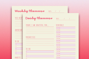 Pink & Cream Minimal Planner, a Print Template by wavebreak