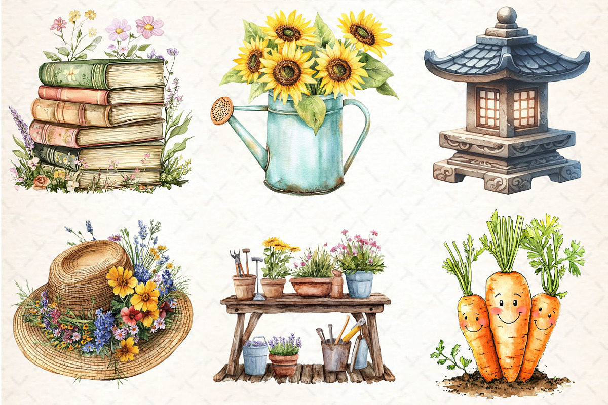Cute Summer Gardening Clipart, an Illustration by DreamCafeArt (Photo 2 of 9)