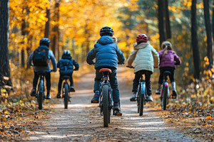 Families enjoy cycling trips, hiking, a Photo by Pavel_design