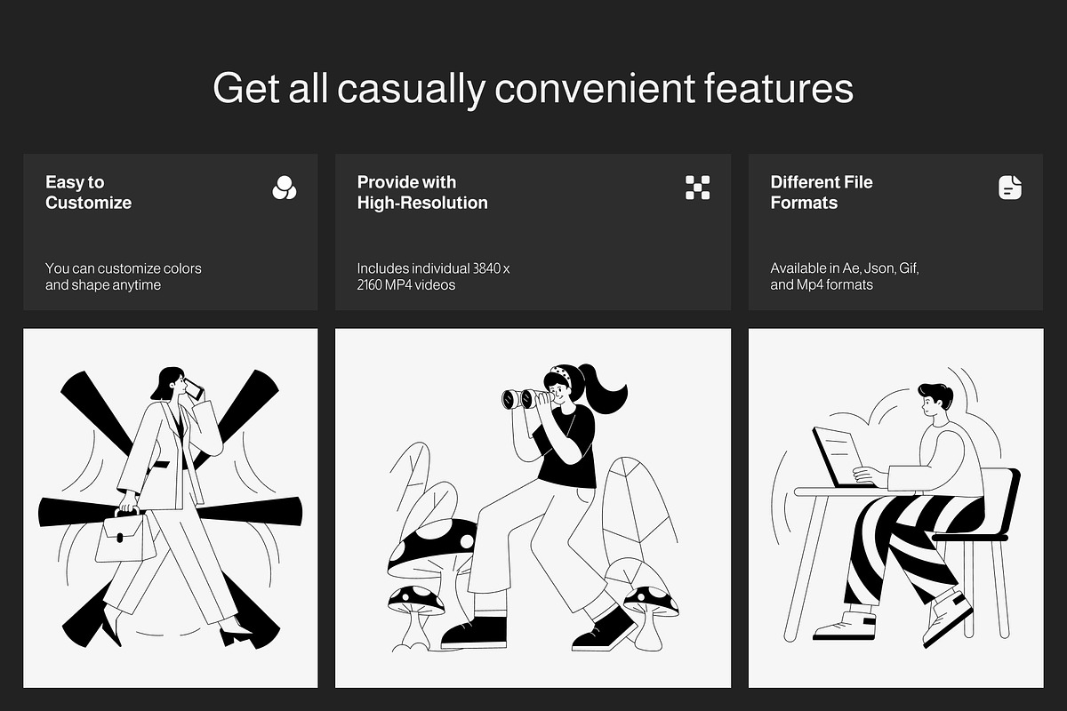 Animated Monochrome Illustration Set, an Object Illustration by Vectors Market (Photo 2 of 5)