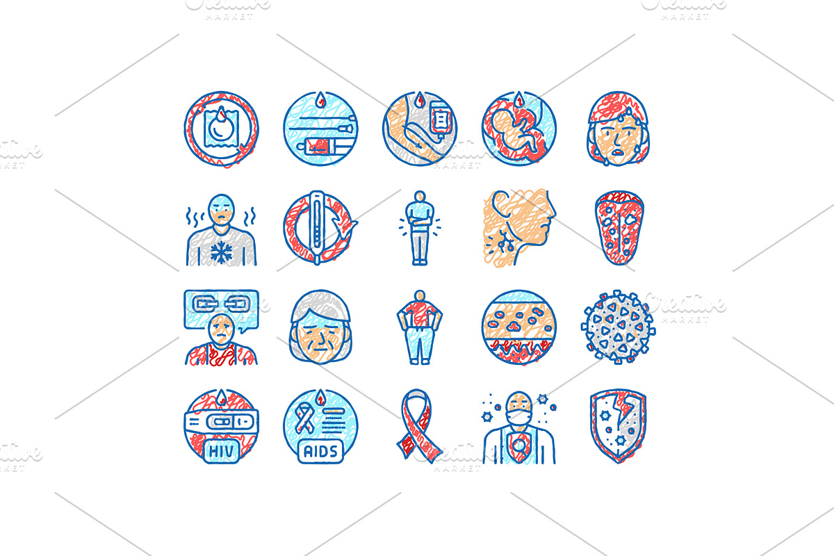 hiv aid health medical ribbon icons, an Object Illustration by pikepicture