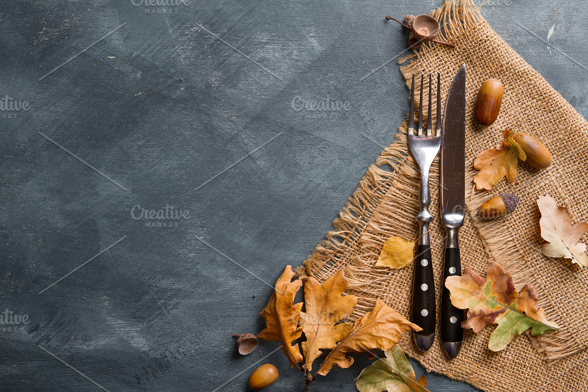 Thanksgiving autumn place setting stock photo containing dinner and decoration, a Food & Drink Photo by Wiktory (Photo 2 of 2)