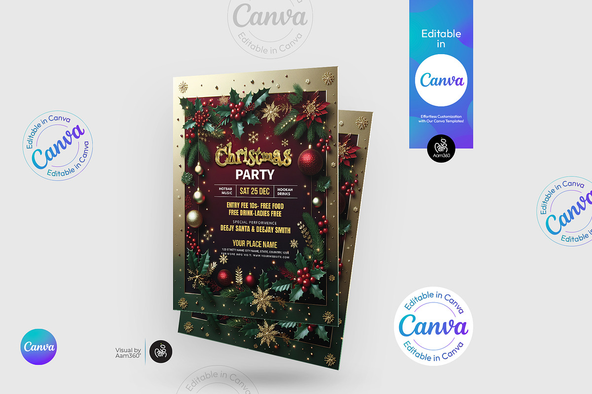 Christmas Party Flyer Template, a Flyer Template by Aam360 (Photo 2 of 3)