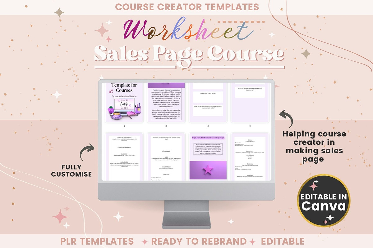 Sales Page Course Guide Worksheet, a Templates & Theme by bellaROSEworkshop (Photo 4 of 10)